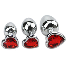 Load image into Gallery viewer, S/M/L Set Red Heart-shaped Stainless Steel Big Anal Plug
